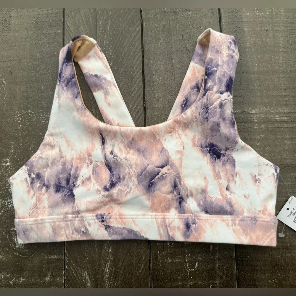 OLD NAVY NWT Powersoft Go Dry‎ Pink Purple Marble Sports Bra Small (6/7 girls)
